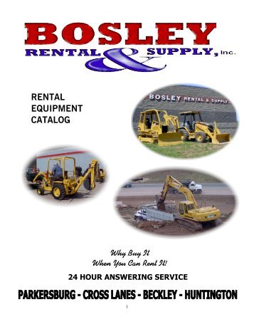 Rental Equipment Catalog - Bosley Rental & Supply, Inc.