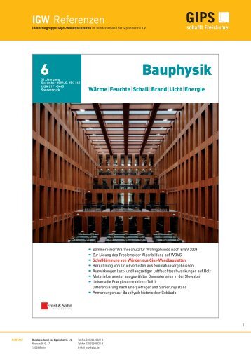 Bauphysik 12/2009 - Bundesverband der Gipsindustrie eV
