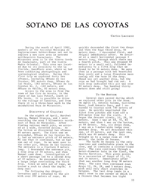 7MB PDF - Association for Mexican Cave Studies