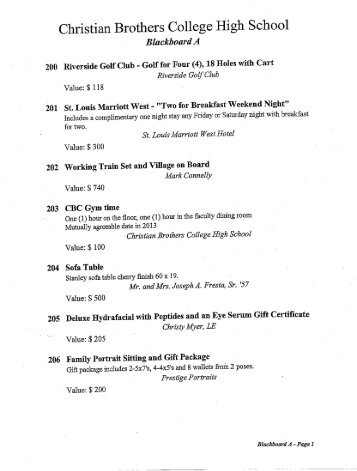 2012 Blackboard Auction Catalog - CBC High School