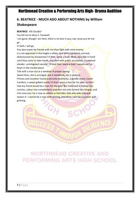 Drama Audition Female Monologues - Northmead Creative and ...