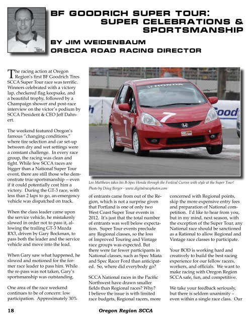 Membership Magazine of Oregon Region Sports Car Club of ...