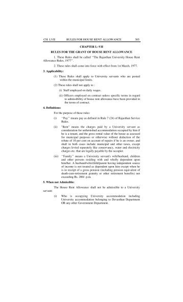 CH. LVII RULES FOR HOUSE RENT ALLOWANCE 303 CHAPTER ...
