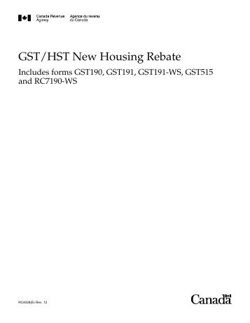 GST/HST New Housing Rebate - Agence du revenu du Canada