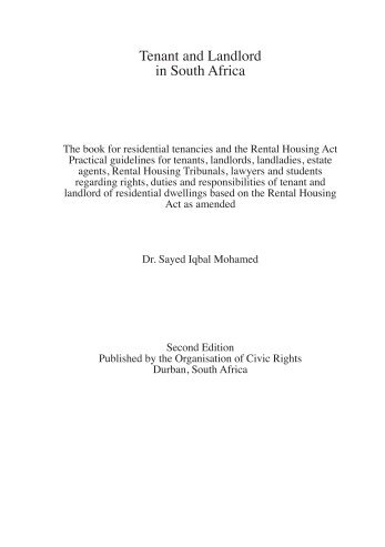 Tenant and Landlord in South Africa - Legal Aid South Africa