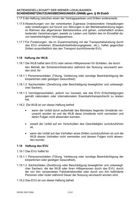 Schienennetznutzungsbedingungen SNNB 2005/06