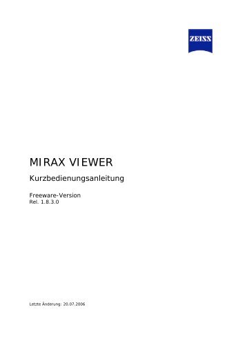 Bedienungsanleitung MIRAX VIEWER - Carl Zeiss