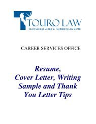 Resume, Cover Letter, Writing Sample and ... - Touro Law Center