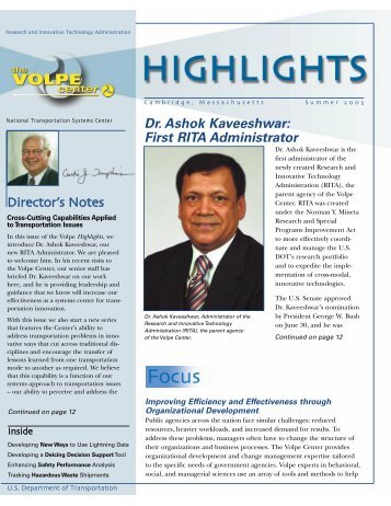 Director's Notes Dr. Ashok Kaveeshwar: First RITA Administrator