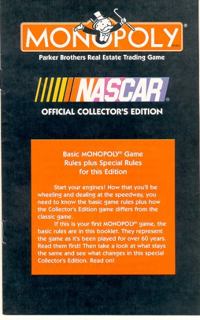 Monopoly Nascar Instructions - Etailgifts.com