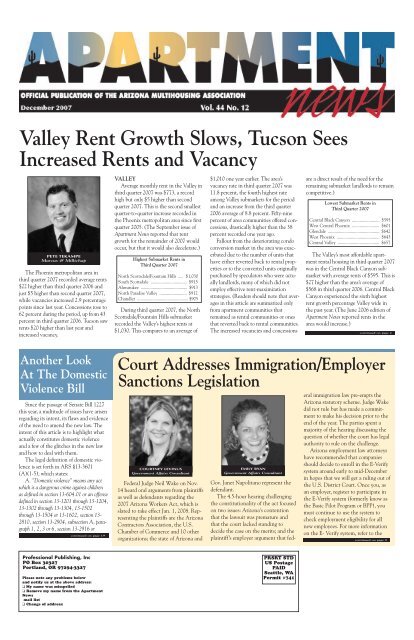 Valley Rent Growth Slows, Tucson Sees Increased Rents and ...