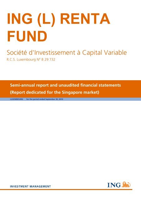 ING (L) RENTA FUND - ING Investment Management, Asia Pacific