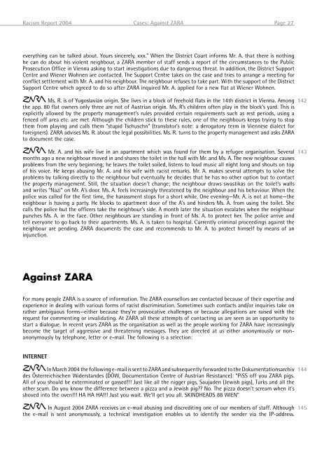 "Racism Report 2004" is available for free - Zara