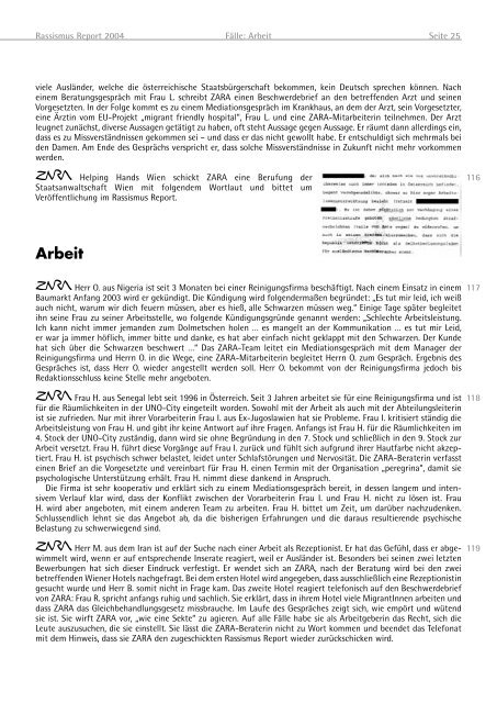 Rassismus Report 2004 - Zara