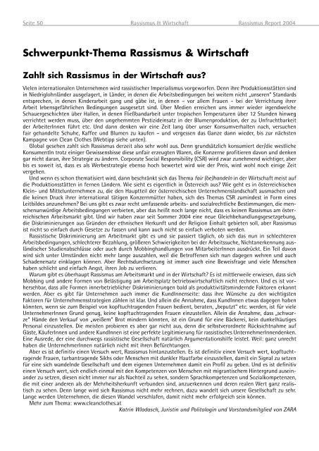 Rassismus Report 2004 - Zara