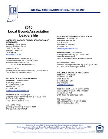 2010 Local Board/Association Leadership - Indiana Association of ...