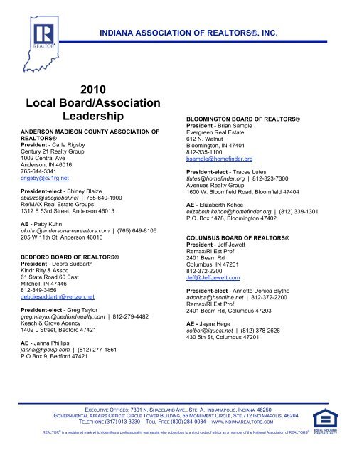 2010 Local Board/Association Leadership - Indiana Association of ...