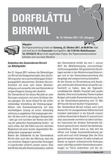 DORFBLÄTTLI BIRRWIL