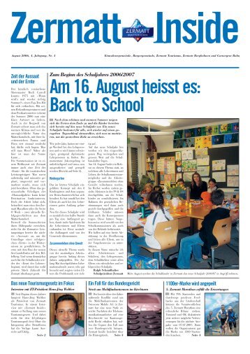 Am 16. August heisst es: Back to School - Zermatt Inside