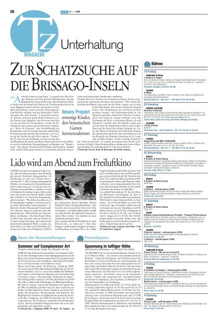 Informativer Lesestoff für Musikliebhaber und ... - tessiner zeitung