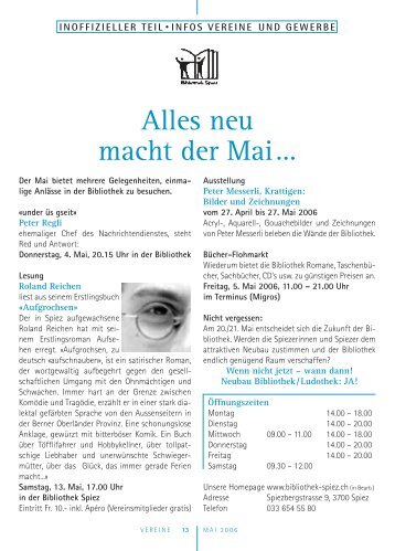 Alles neu macht der Mai… - Bibliothek Spiez