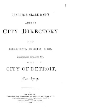 Detroit R L Polk City Directory 1870 - JewishGen KehilaLinks