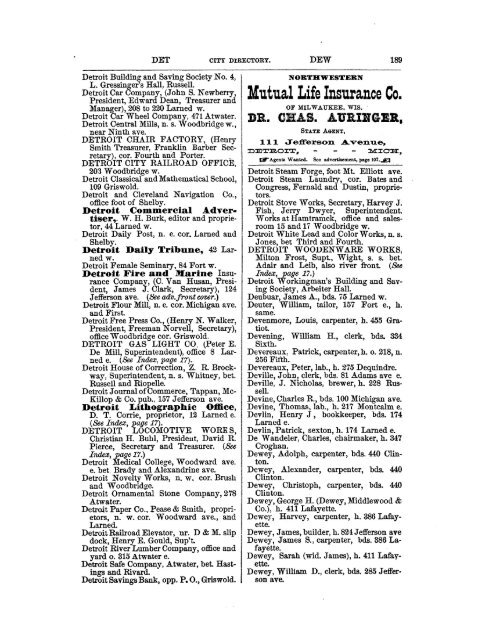 Detroit R L Polk City Directory 1870 - JewishGen KehilaLinks