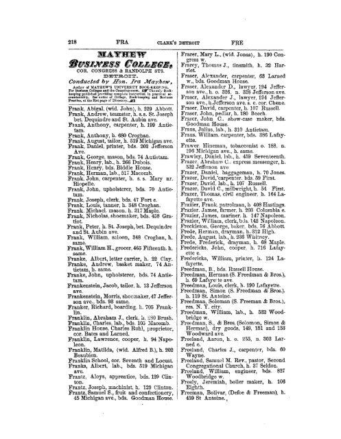 Detroit R L Polk City Directory 1870 - JewishGen KehilaLinks