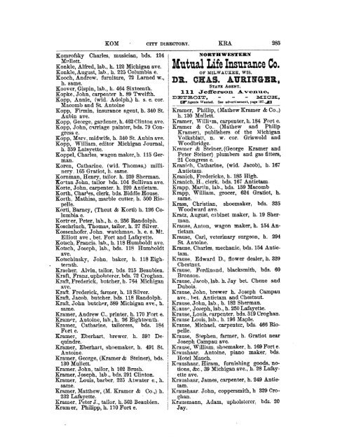 Detroit R L Polk City Directory 1870 - JewishGen KehilaLinks