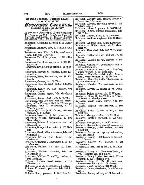 Detroit R L Polk City Directory 1870 - JewishGen KehilaLinks