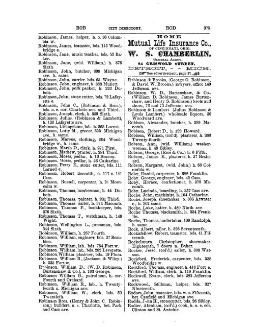 Detroit R L Polk City Directory 1870 - JewishGen KehilaLinks