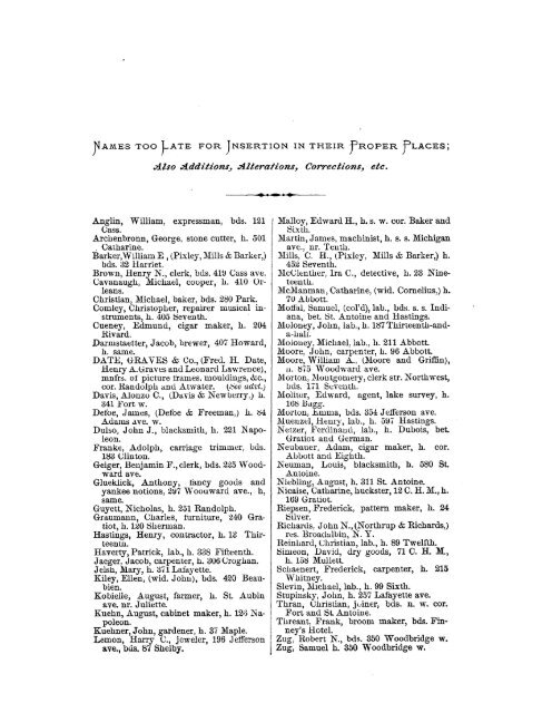 Detroit R L Polk City Directory 1870 - JewishGen KehilaLinks