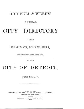 Detroit R L Polk City Directory 1872 - JewishGen KehilaLinks