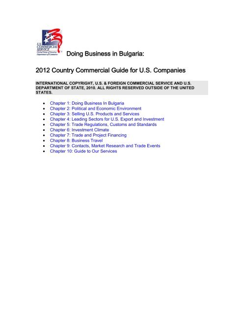 Bulgaria Country Commercial Guide 2012 - Export.gov