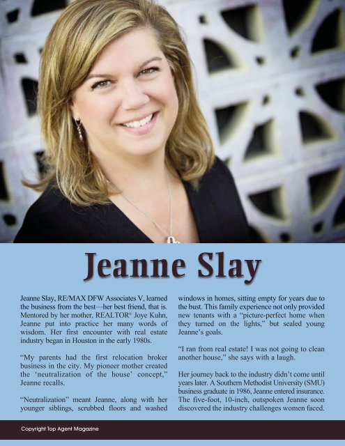 Jeanne Slay - Top Agent Magazine