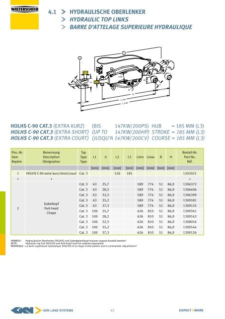 barre d'attelage suPerieure hydrauliQue - GKN Walterscheid GmbH