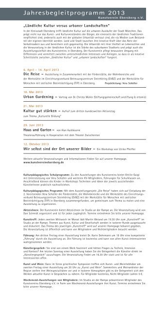 Download Jahresprogramm 2013 - Kunstverein Ebersberg eV