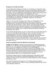 Eintauchen in die Welt der Pferde, Juli 2011 - LEADER-Region ...