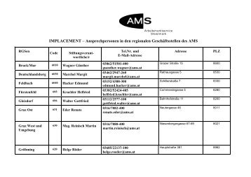 Ansprechpersonen für Implacementstiftungen im AMS Steiermark