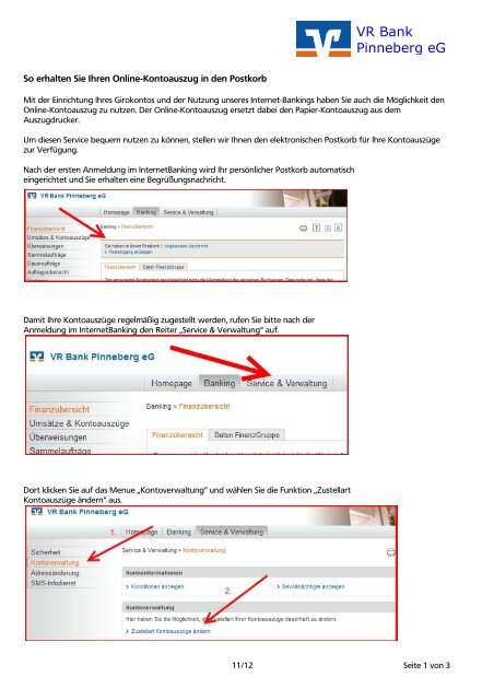 So erhalten Sie Ihren Kontoauszug in den elektronischen - VR Bank ...