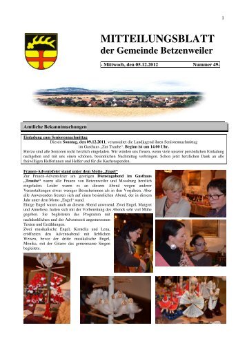 2012 Amtsblatt 49vom05Dezember2012 - Gemeinde Betzenweiler