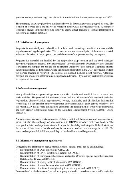 Integration of Conservation Strategies of Plant Genetic ... - Genres