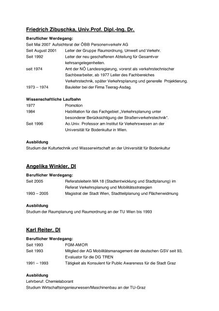 Kurzbiographien der Vortragenden Wolfgang Schroll Mag. rer.nat ...