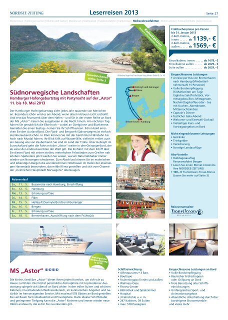 Leserreisen-Katalog 2013.indd - Nordsee-Zeitung