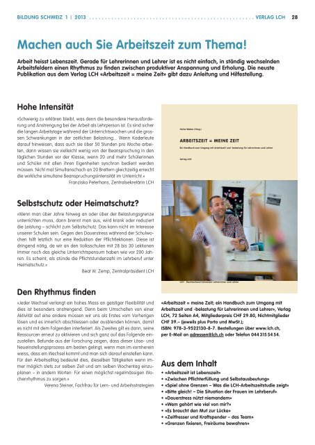 Bildung Schweiz 1/ 2013 - beim LCH