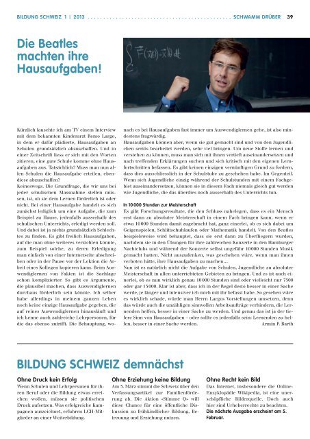 Bildung Schweiz 1/ 2013 - beim LCH