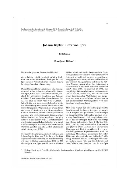 Johann Baptist Ritter von Spix Zoologische Staatssammlung