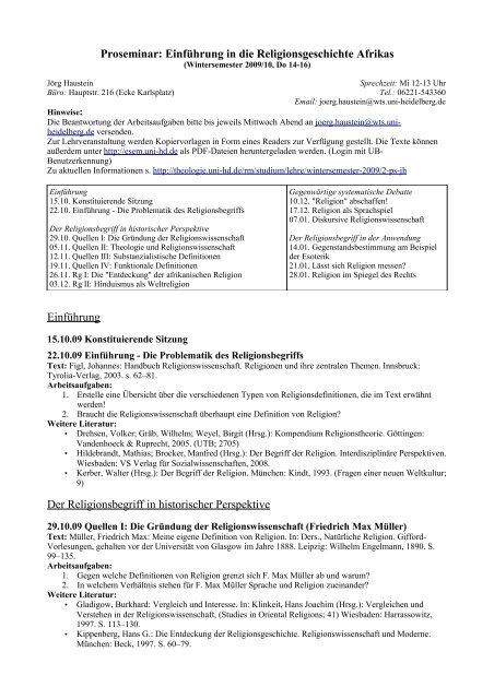 Seminarplan - Theologische Fakultät - Uni.hd.de