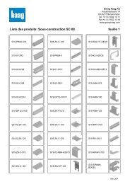 Liste des produits: Sous-construction SC 08 feuille 1 - Georg Haag AG