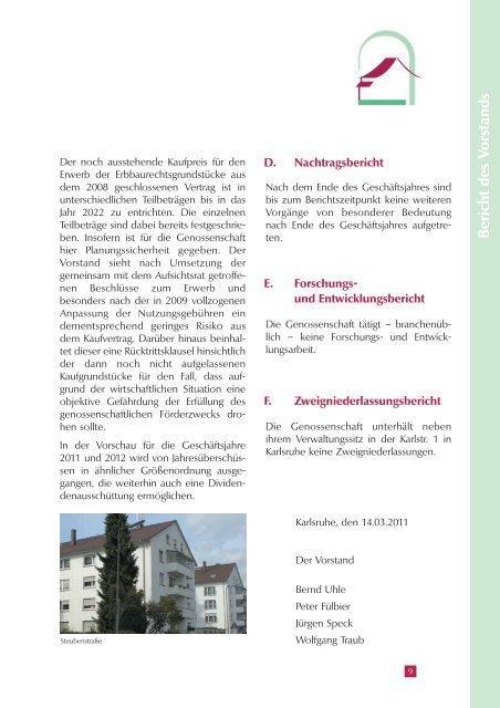 Geschäftsbericht 2010 - Hardtwaldsiedlung Karlsruhe ...